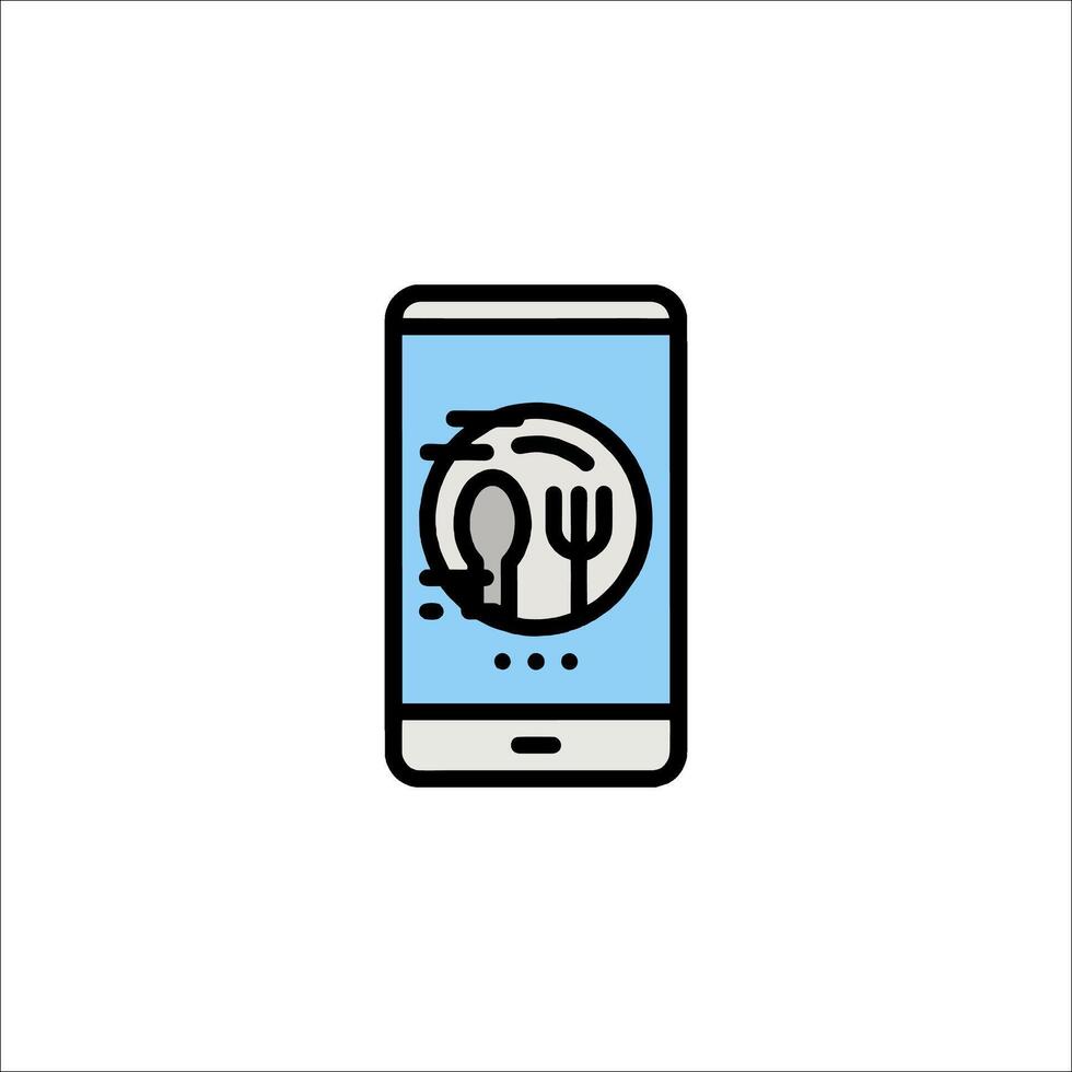 A smartphone with a fork and knife icon vector