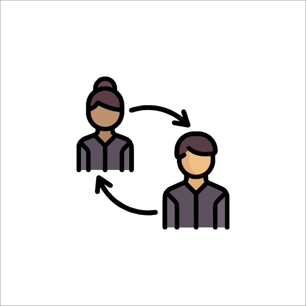 A man and woman are connected by an arrow vector