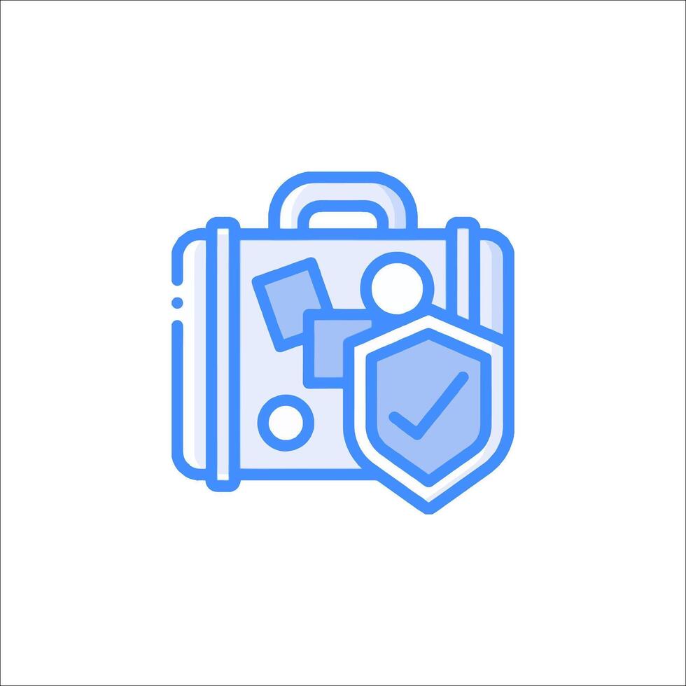 A suitcase with a shield and a check mark vector