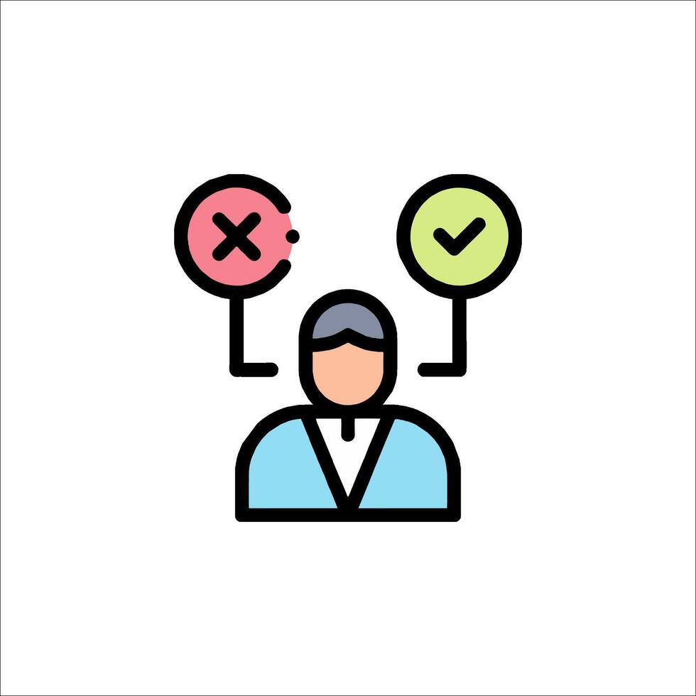 A man with a check mark and a cross icon vector