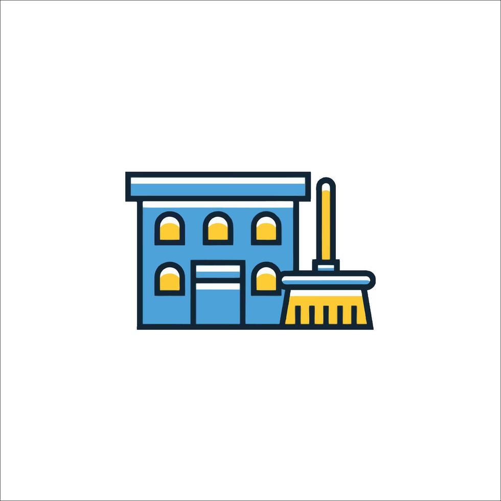 A house with a broom and a broom icon vector