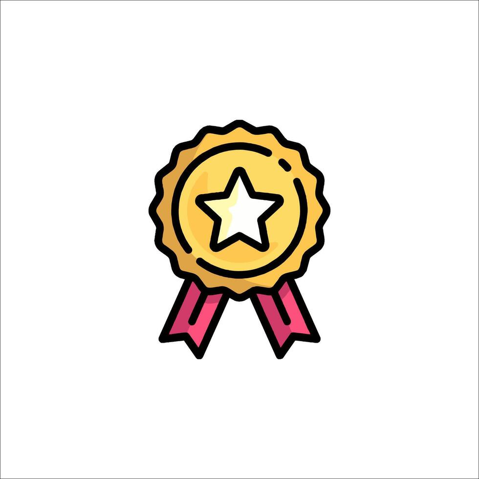 A gold medal with a star on it vector