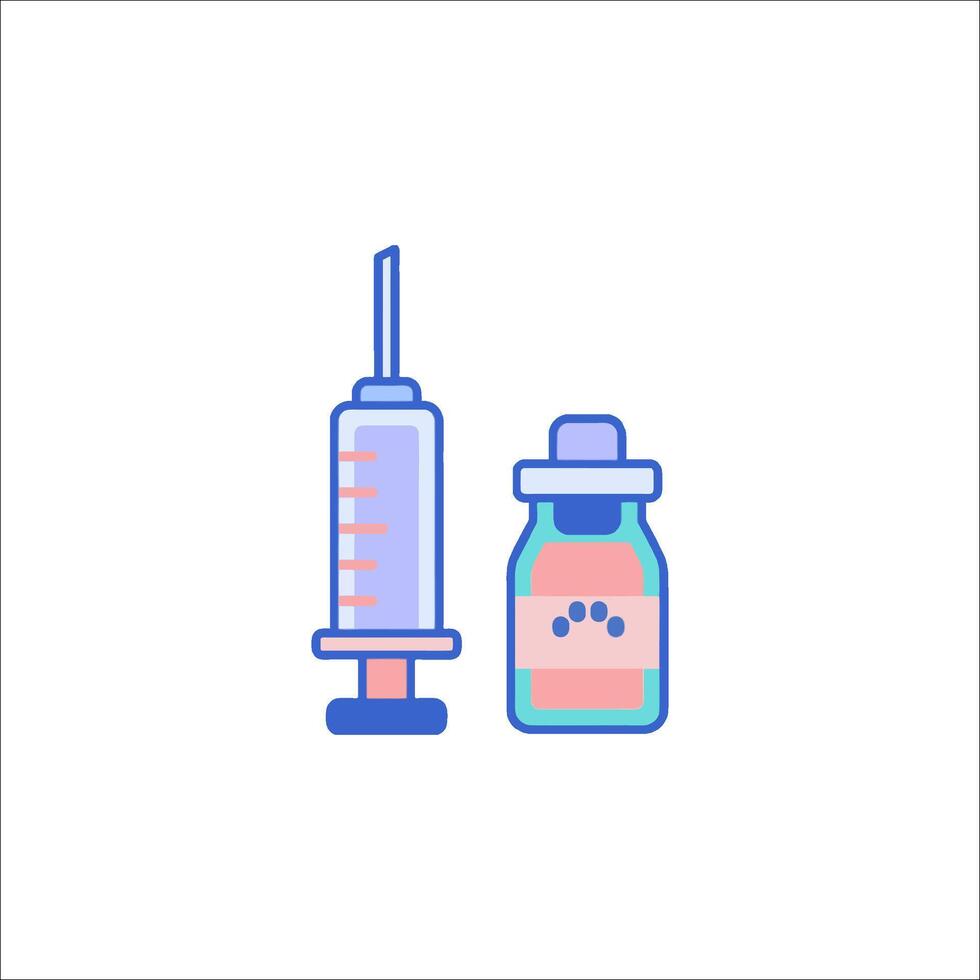 A syringe and a bottle of medicine vector