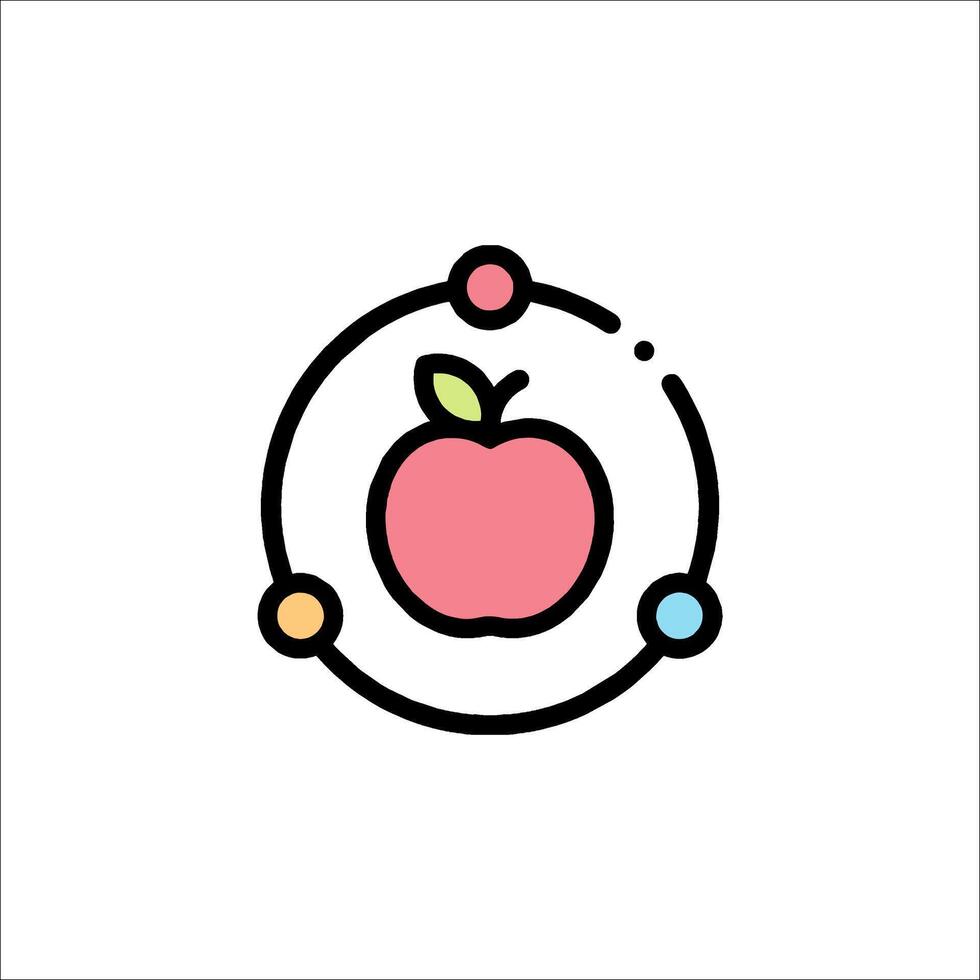 An apple and a circle with a circle around it vector