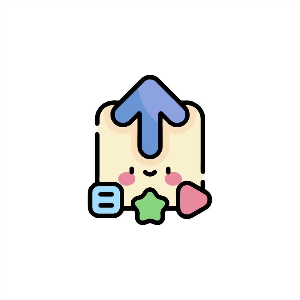 A cute little box with an arrow and a star vector