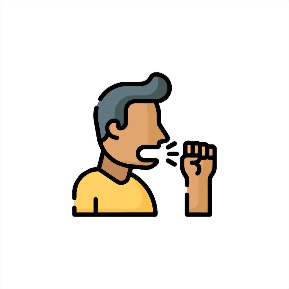 A man with his mouth open and a fist in his hand vector
