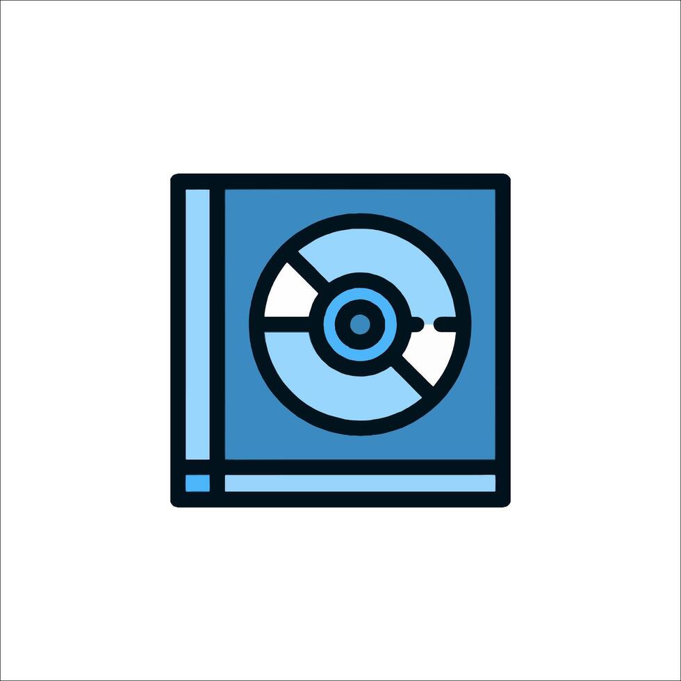 A blue and black icon of a cd vector