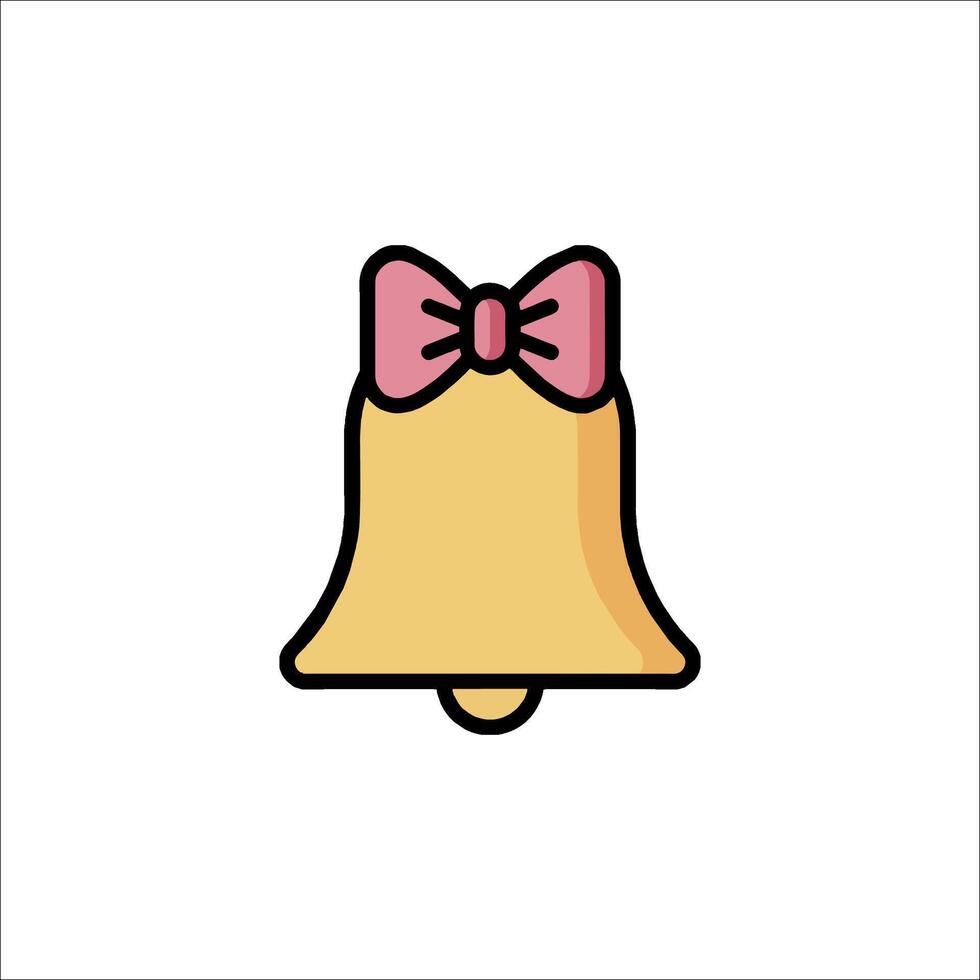 A yellow bell with a pink bow on it vector
