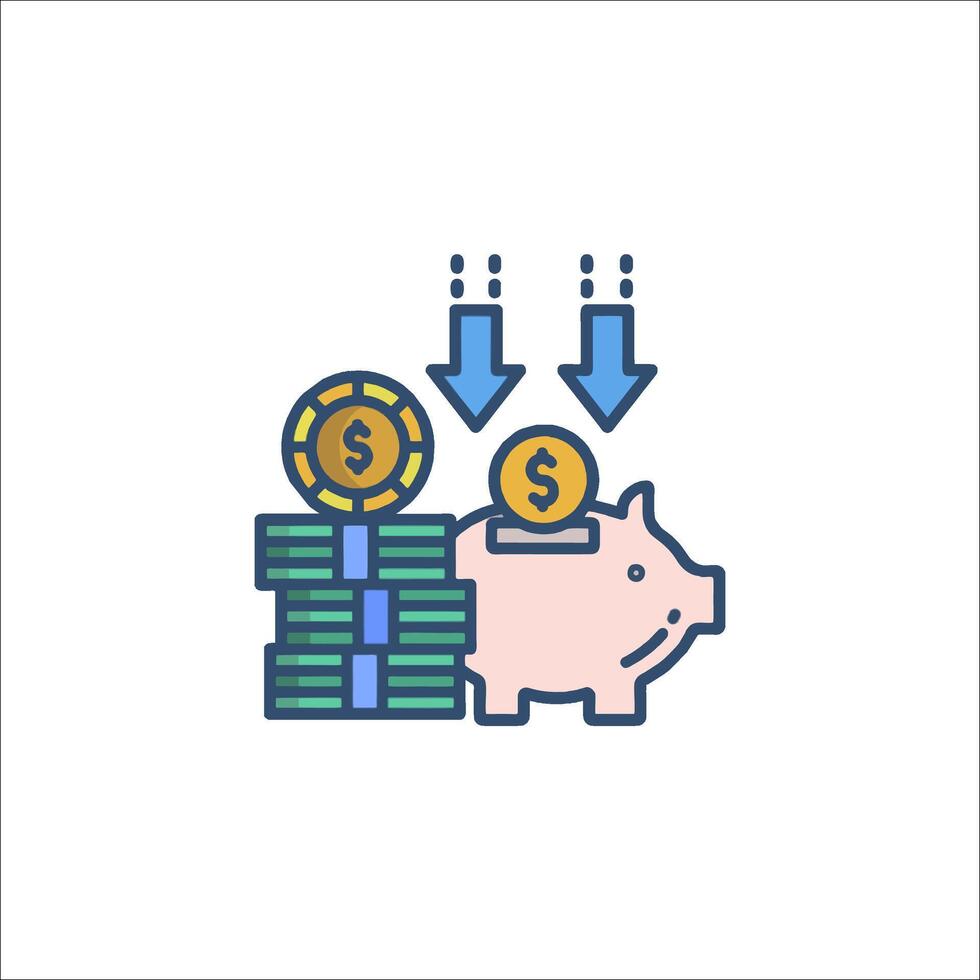 Money and coins icon vector