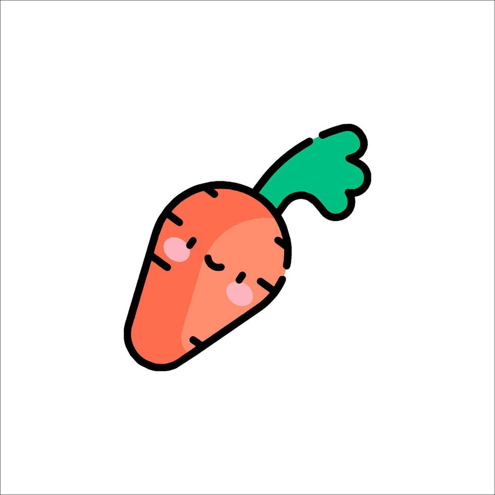 A cartoon carrot with a green leaf on it vector