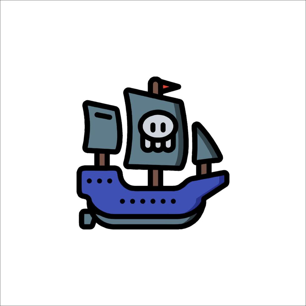 A cartoon pirate ship with a skull on it vector