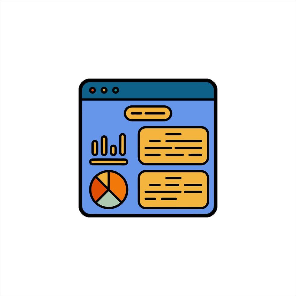 A web page with a pie chart and other items vector