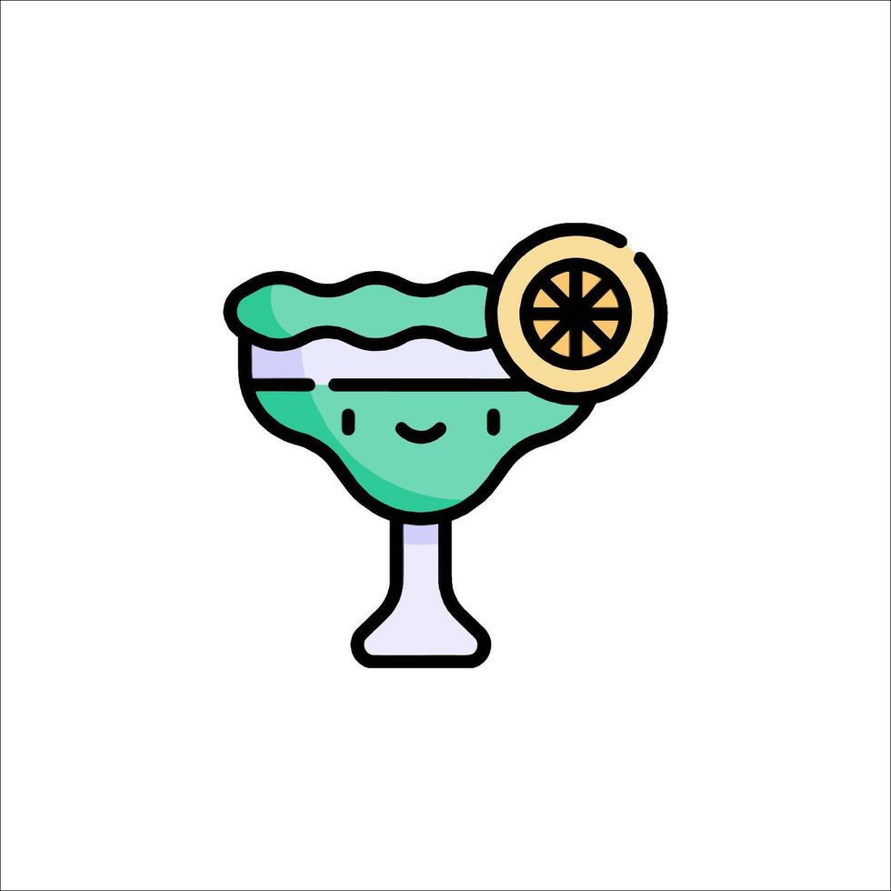 A cartoon margarita with a lemon slice vector
