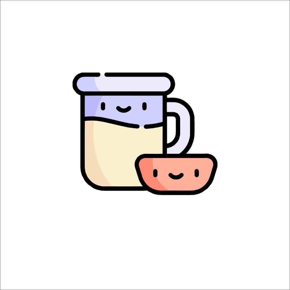 A cup of milk and a slice of bread vector