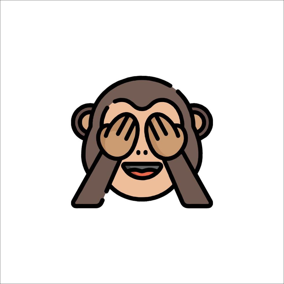 A cartoon monkey covering his eyes with his hands vector