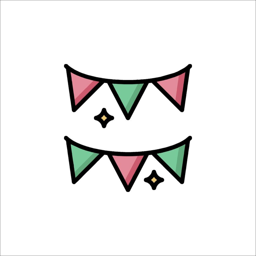 Two colorful bunting flags on a white background vector