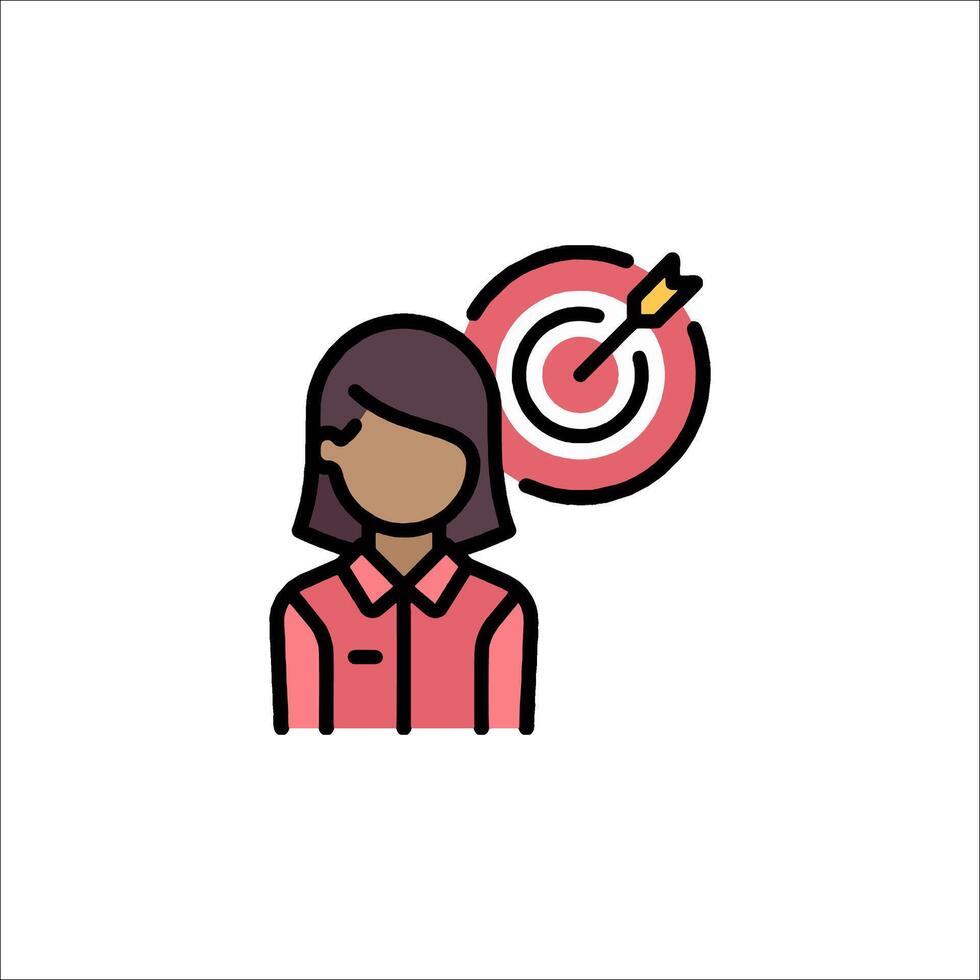 A woman holding a target with a target on it vector