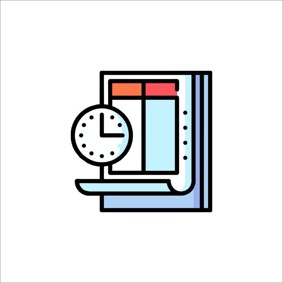 A clock and a book on a white background vector
