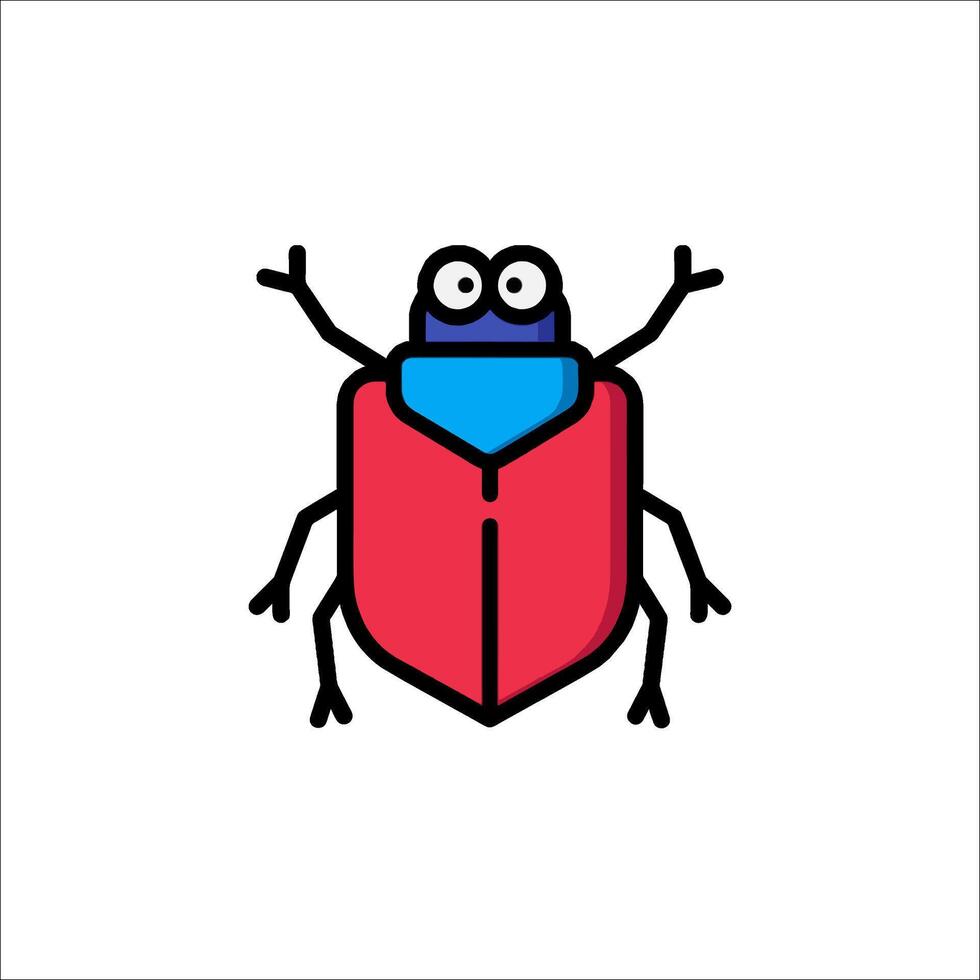 A red and blue beetle with eyes and a red nose vector