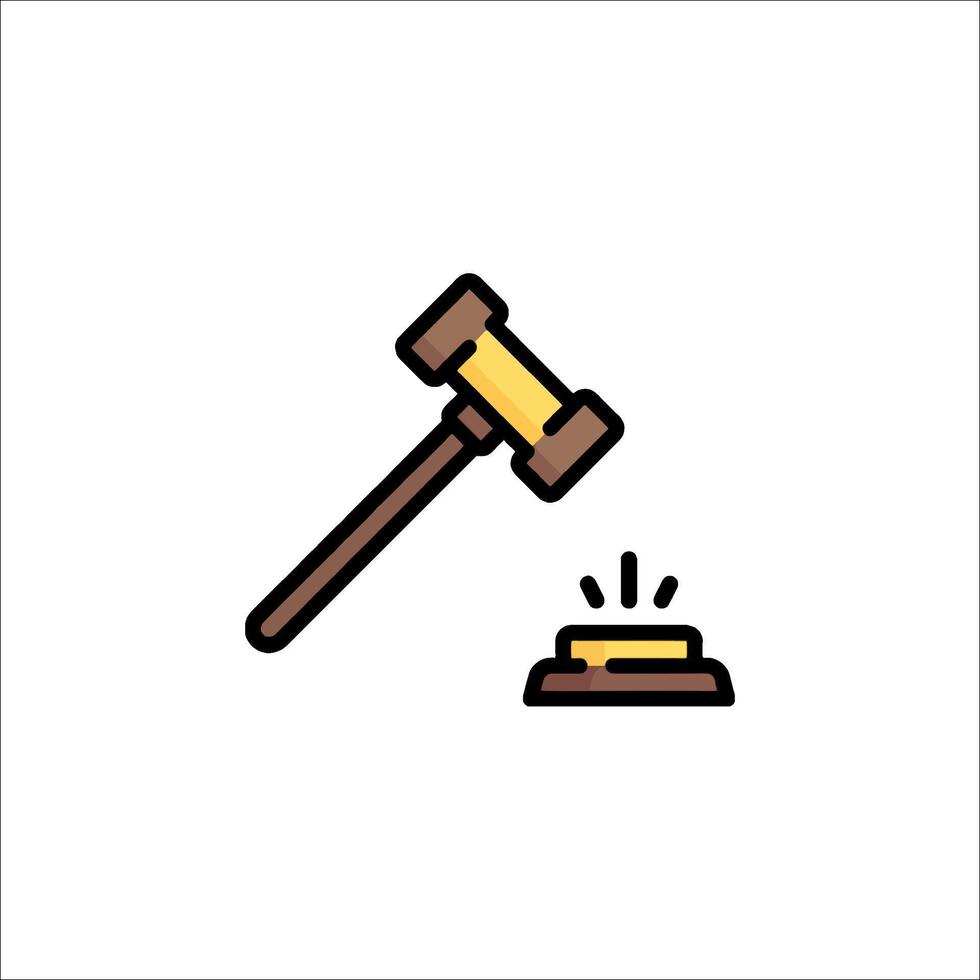 A judge's hammer and a coin icon vector