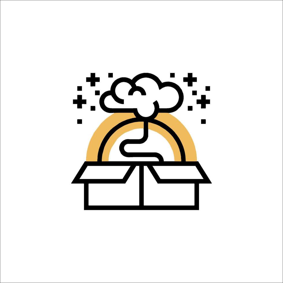A cloud coming out of a box with a rainbow vector