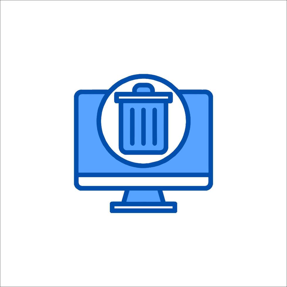 A computer monitor with a trash can icon vector