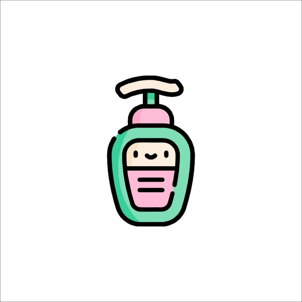 A bottle of hand sanitizer with a cute face vector