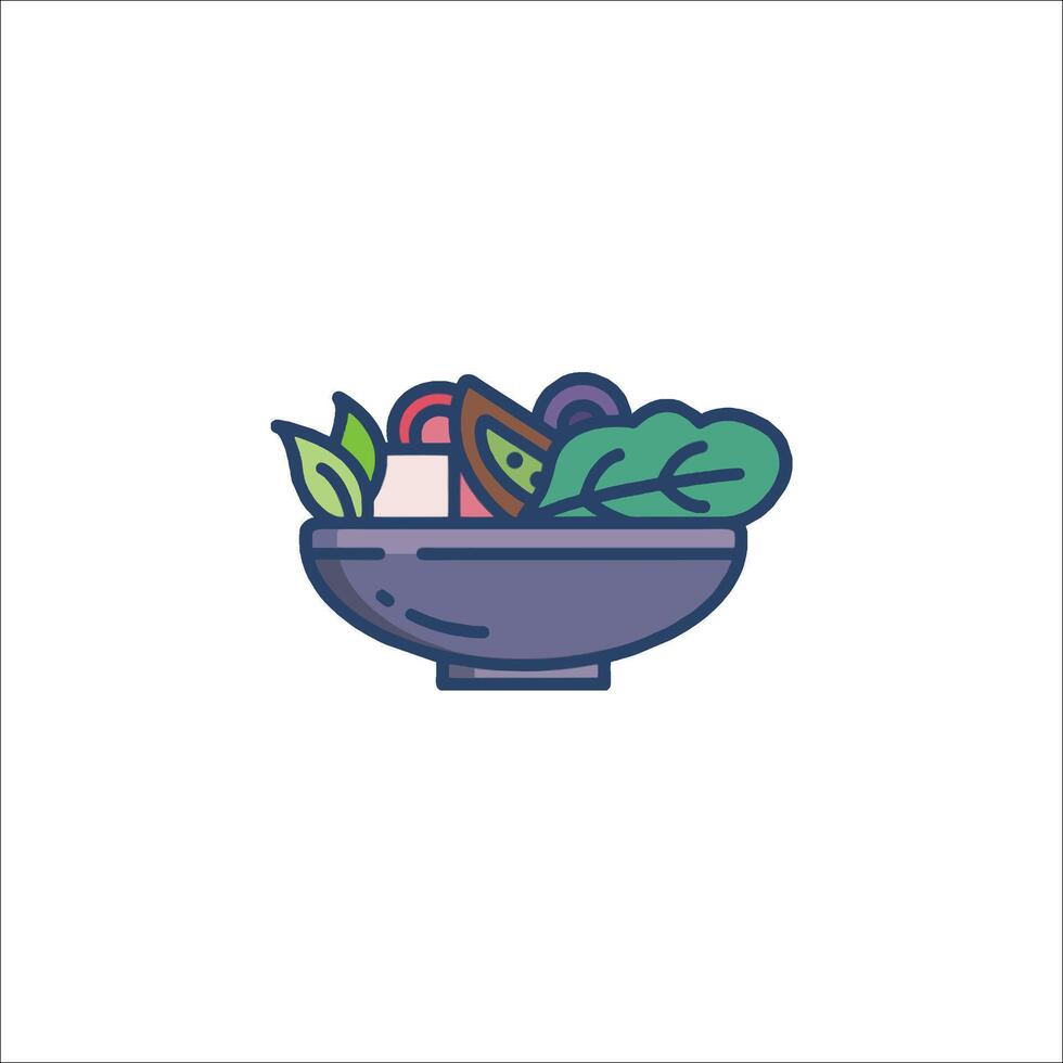 A bowl of vegetables with a green leaf on top vector