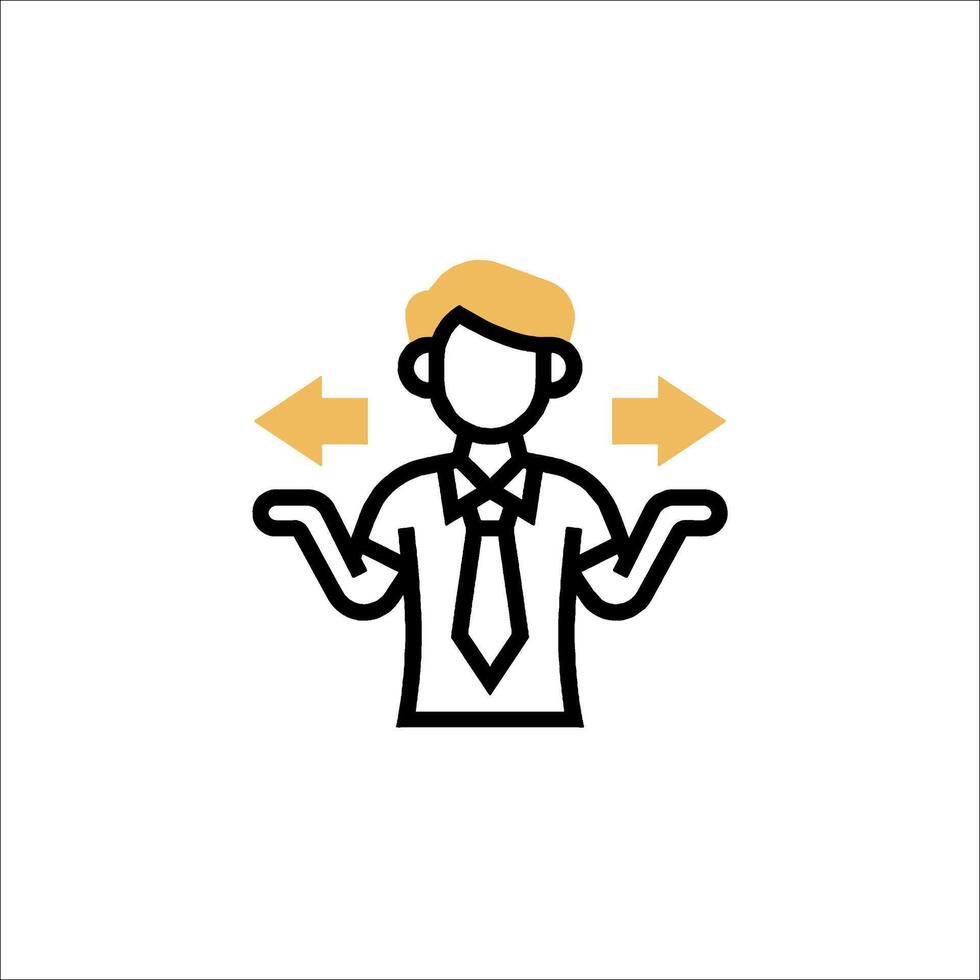A man with two arrows pointing to him vector