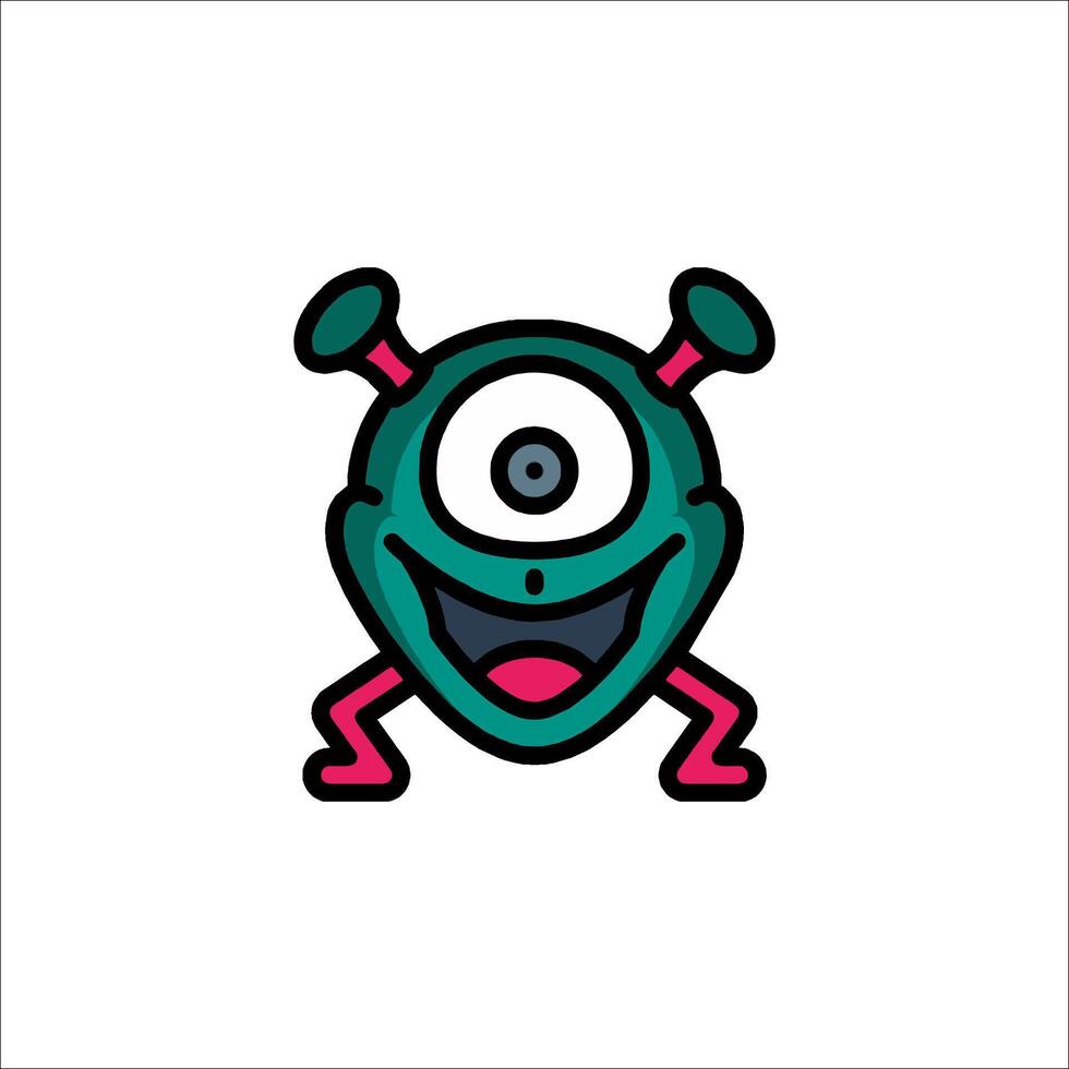 A cartoon green monster with eyes and a smile vector