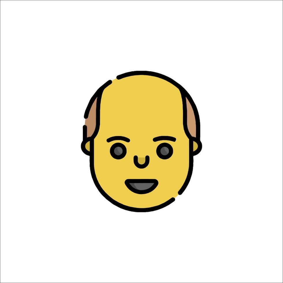 A yellow face with a bald head vector