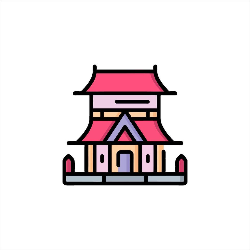 A chinese temple icon in a line style vector