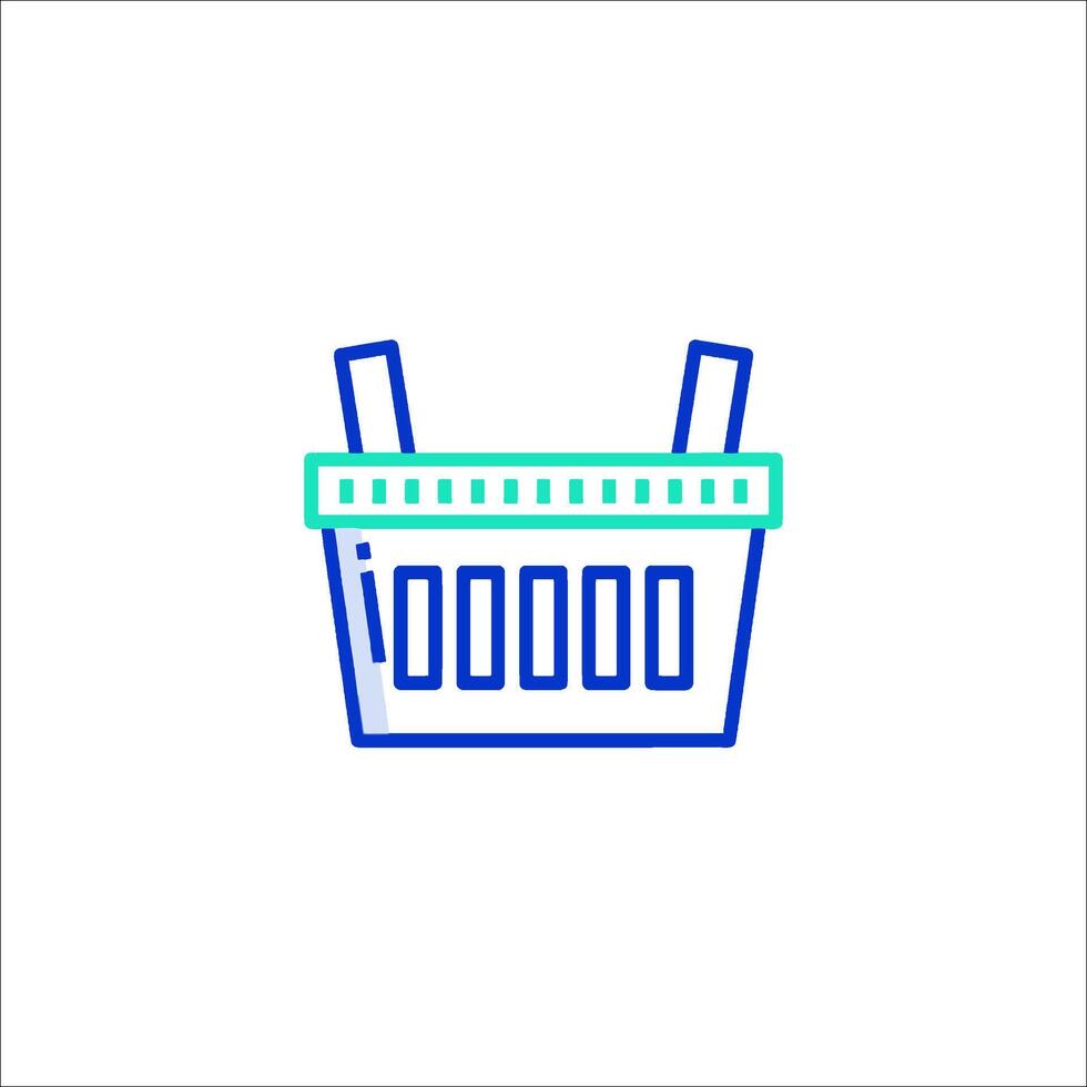A basket icon with a green and blue color scheme vector