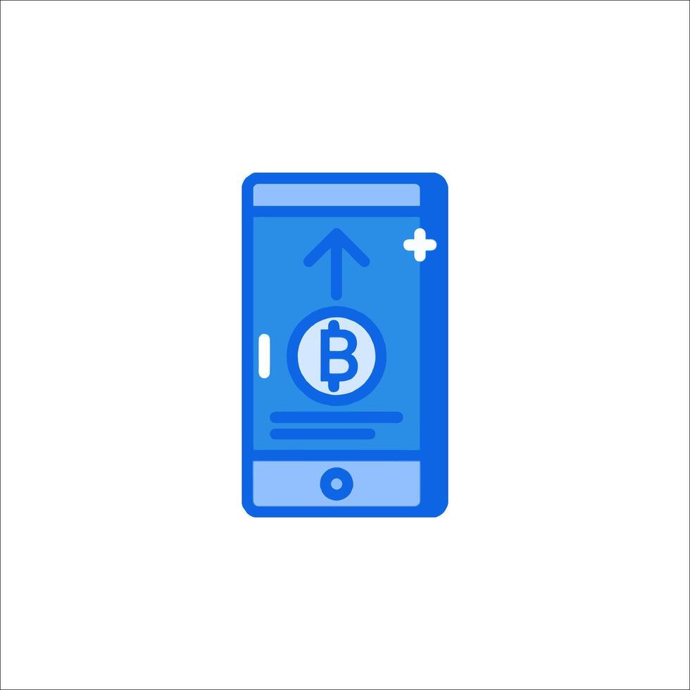 A smartphone with a bitcoin icon on it vector