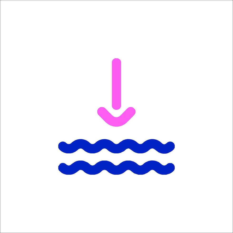A pink and blue icon with a wave and an arrow vector