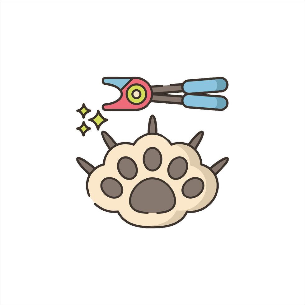 A cartoon paw with a pair of pliers and a pair of scissors vector