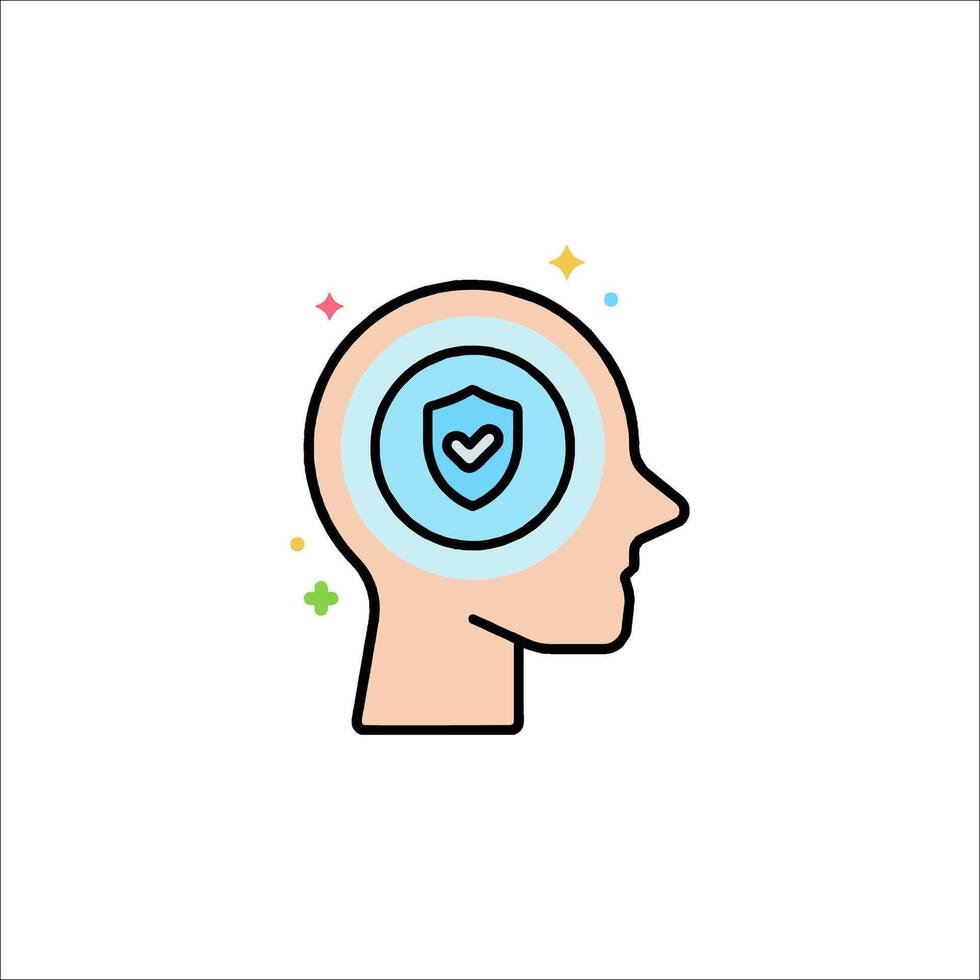A person's head with a shield icon vector