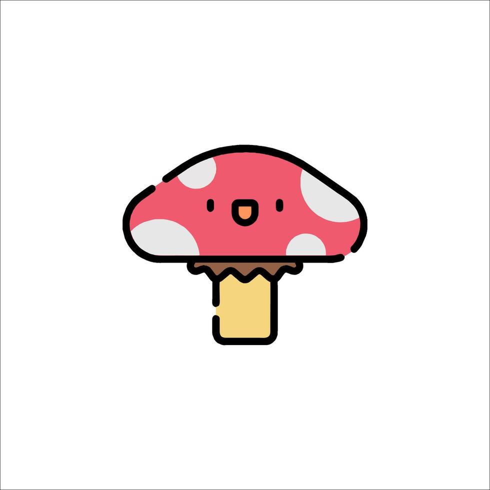 A mushroom with a pink hat and white polka dots vector