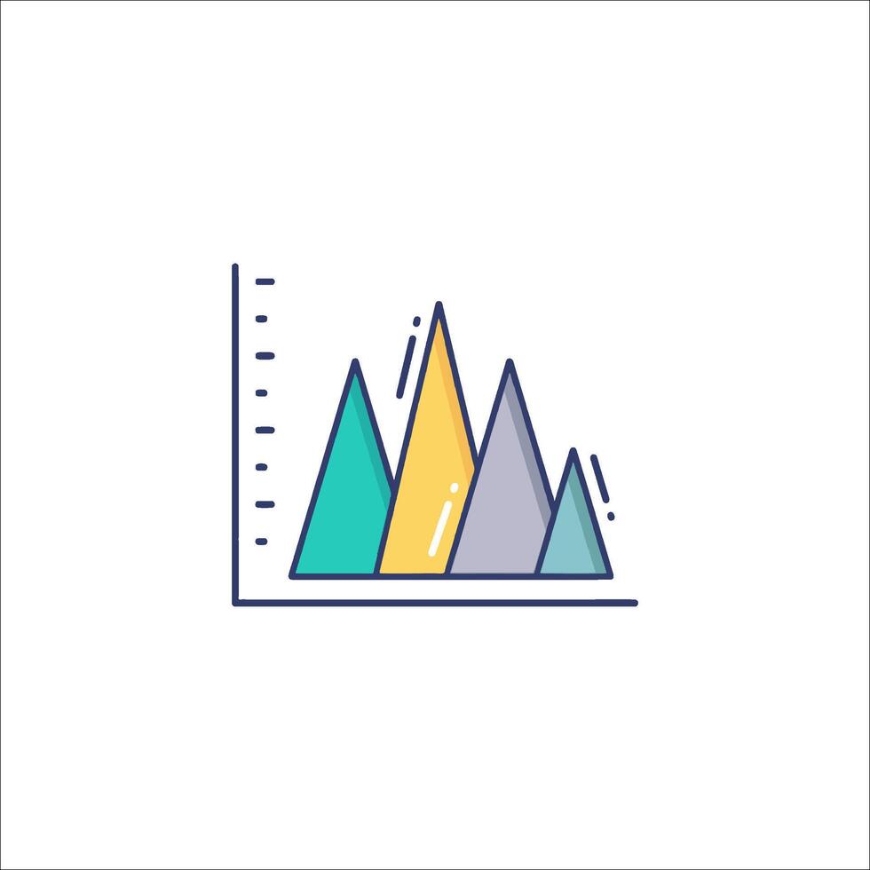 A mountain graph icon with a line vector