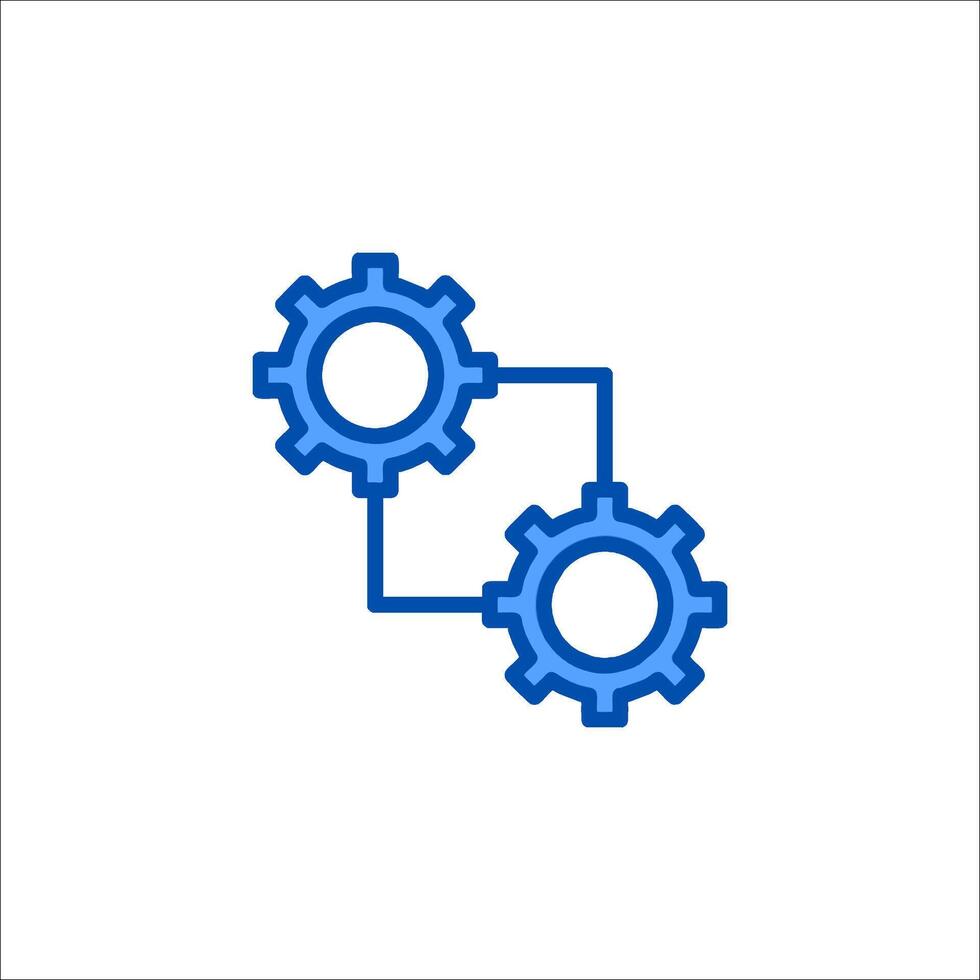 Two gears connected to each other in a flat design vector