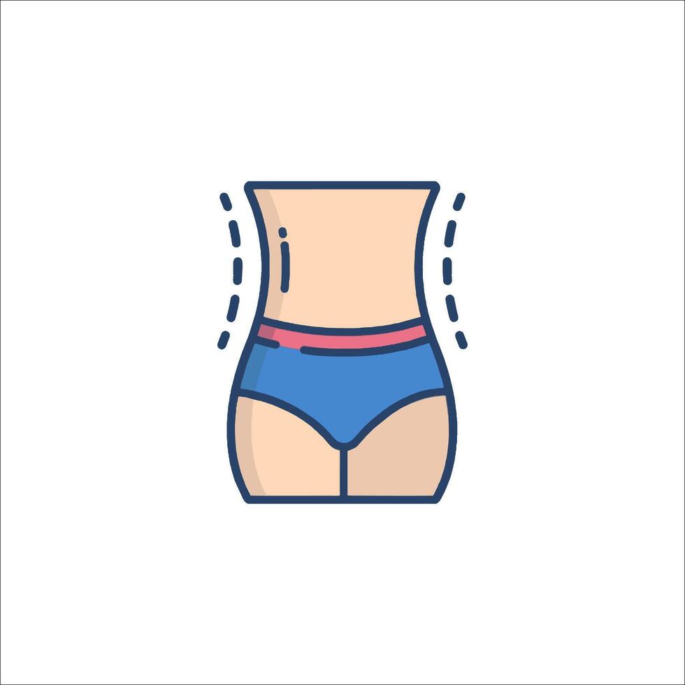 A woman's waist with a blue waistband vector