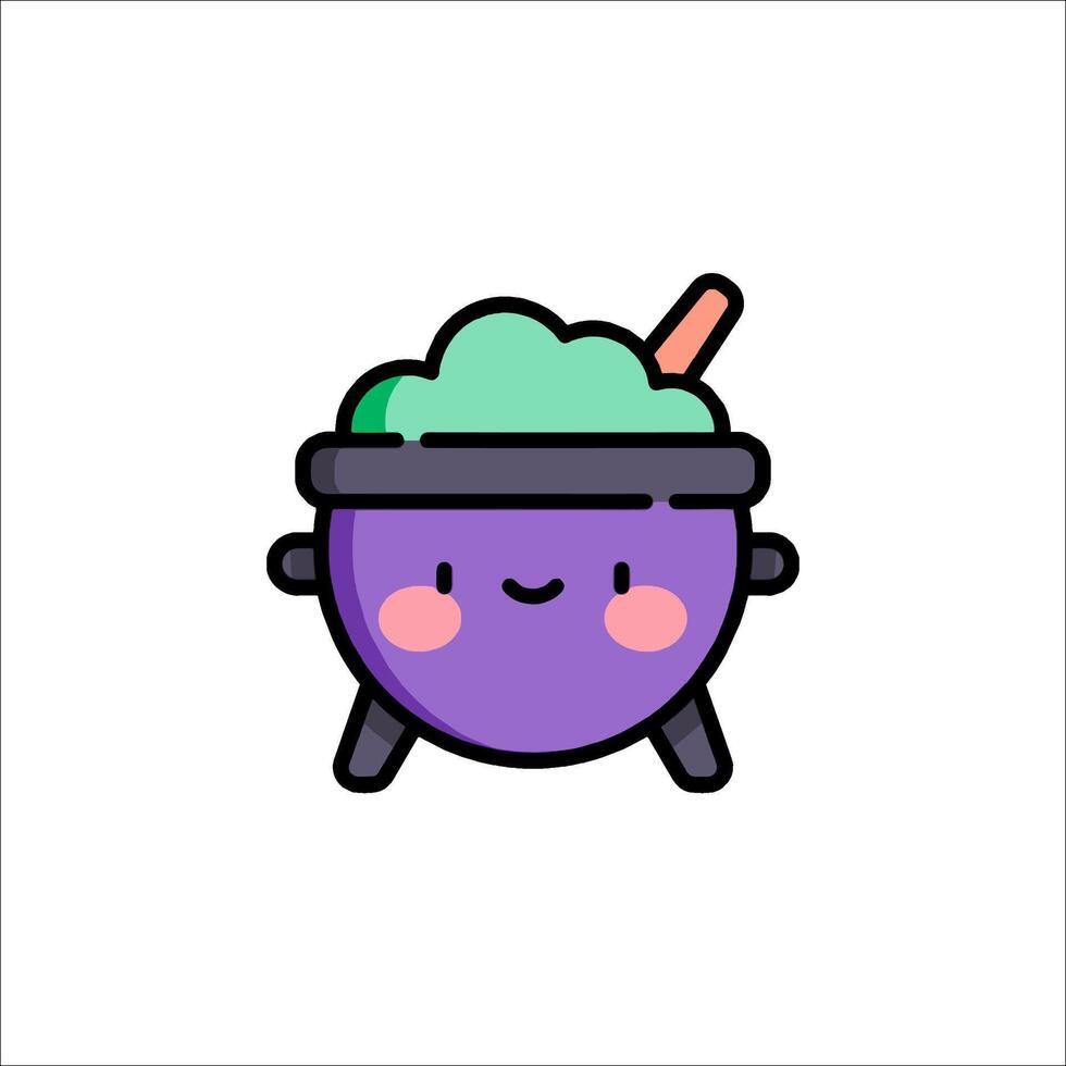 A cute purple witch with a bowl of green slime vector