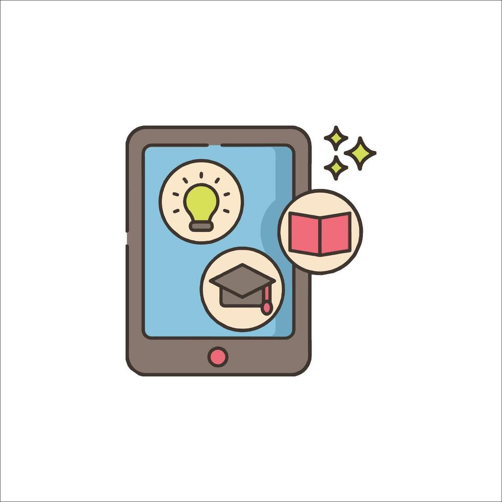 A tablet with a light bulb and a book on it vector