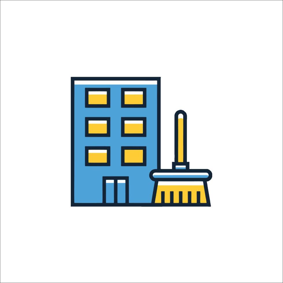 A building with a broom and a broom handle vector