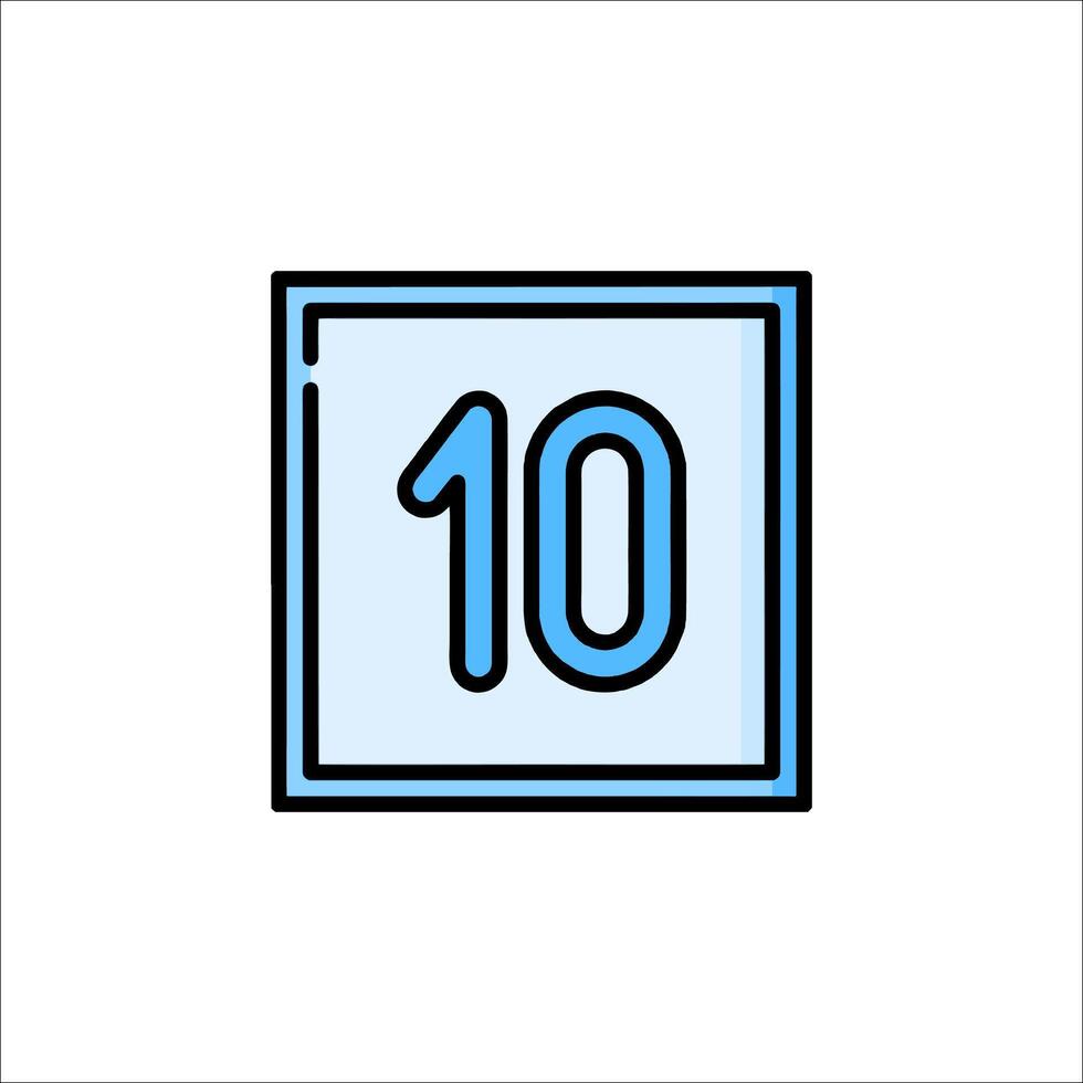 A blue and black square with the number ten on it vector