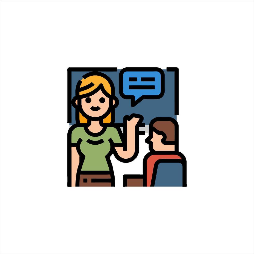Teacher and student in classroom icon vector