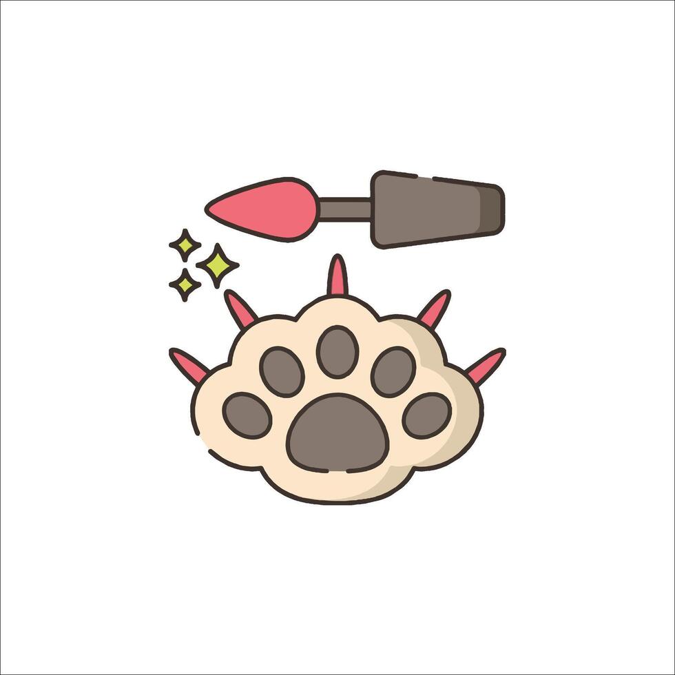 A nail polish brush and paw print vector