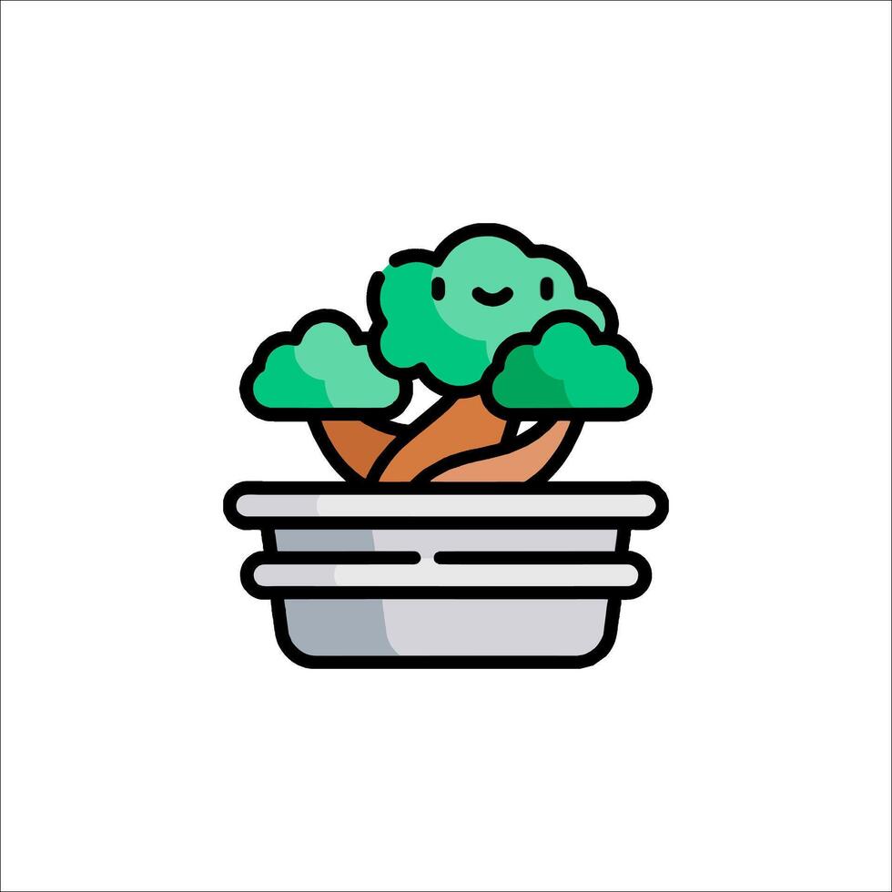 A bonsai tree in a pot on a white background vector