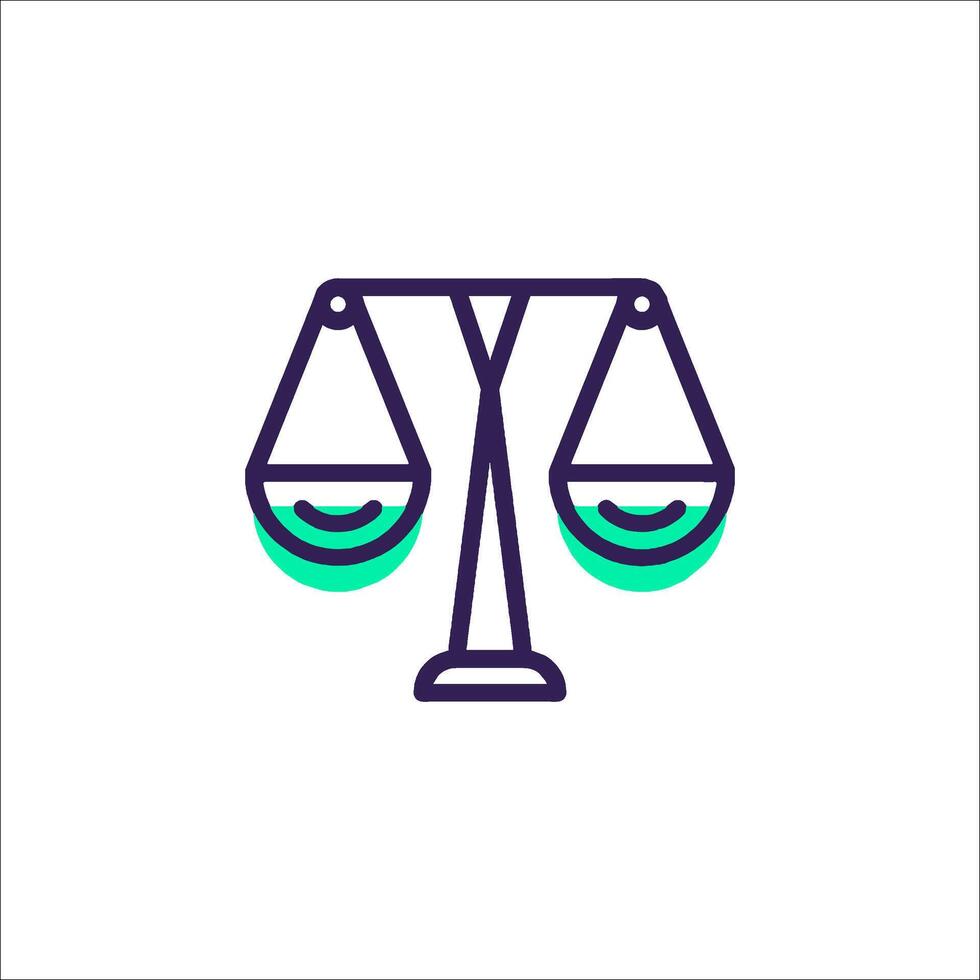 A balance scale icon with a green and blue color scheme vector
