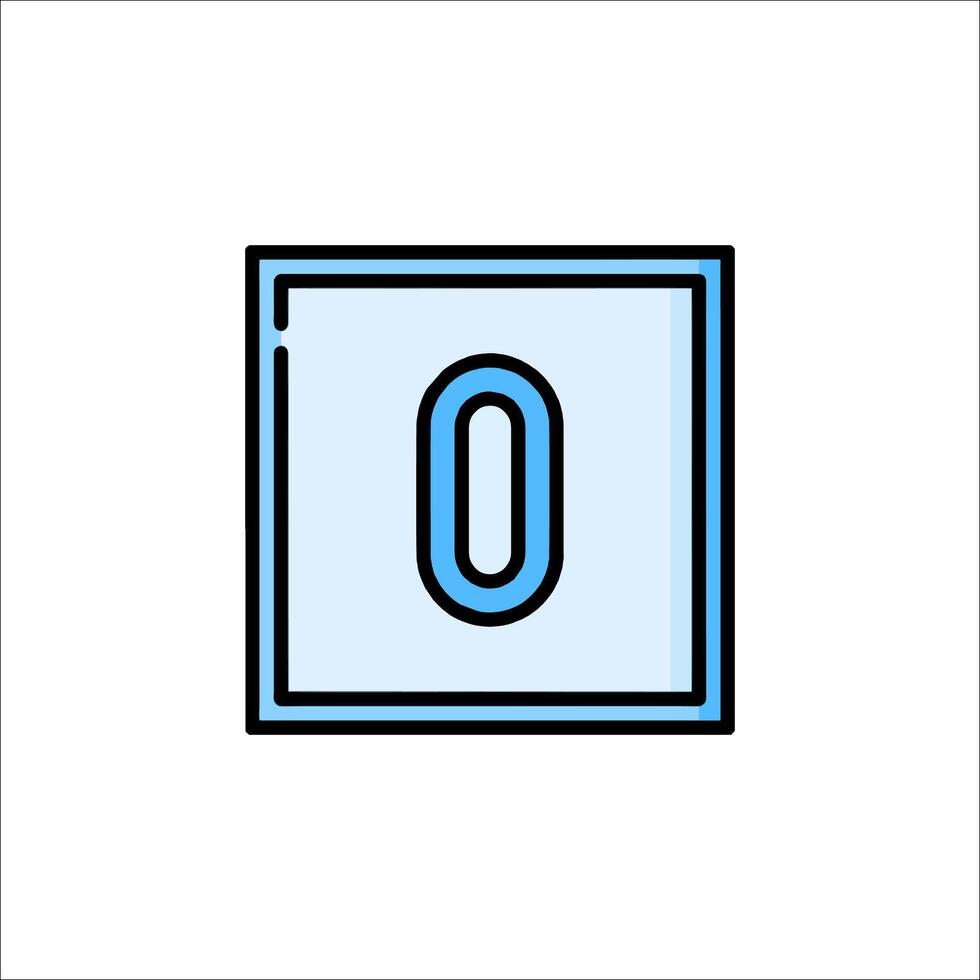 A blue and white square with the number 0 on it vector
